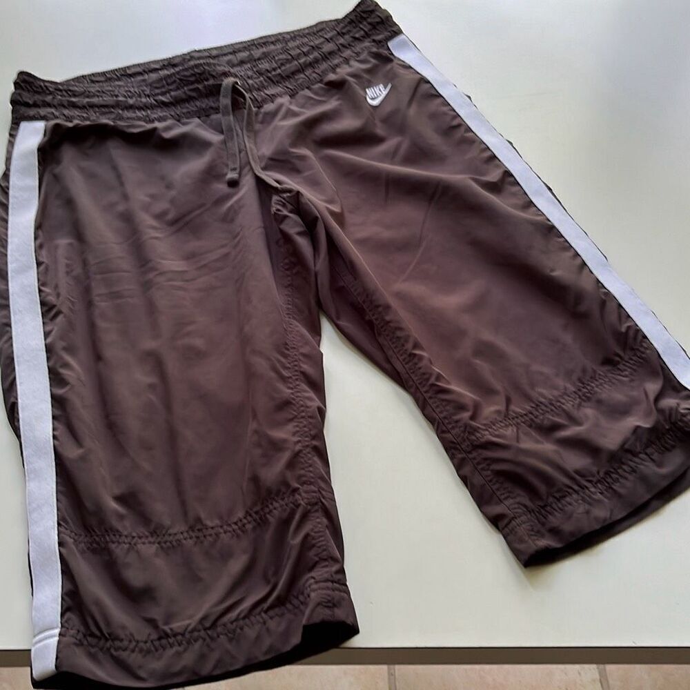 Vintage Nike Black Track Knickers Pant Shorts Women M 8-10 Inseam 16.5